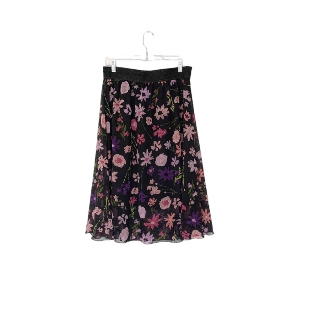 LuLaRoe Black Floral Lola Skirt Size Large